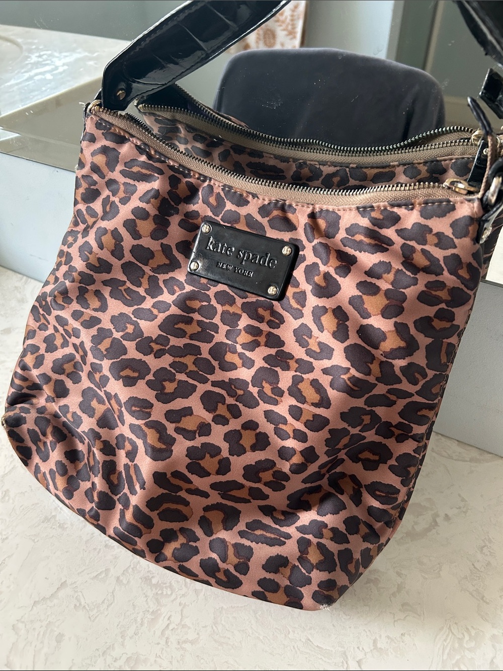 kate spade Leopard-Print Shoulder Bag in Brown and Black